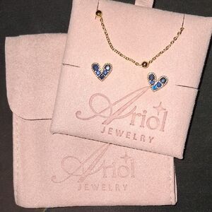 Blue Heart Earrings and Bracelet Set